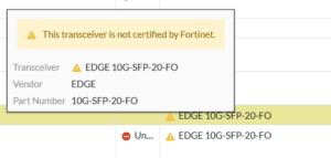 Not certified by Fortinet message